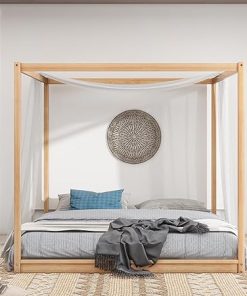 King Size Canopy Bed Frame with Support Legs for Kids and Adults