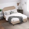 Twin Over Twin Low Bunk Bed with Climbing Ramp and Guardrails for Kids 4