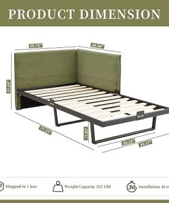 Cream Twin Size Corduroy Daybed Frame for Kids and Teens Rooms 2