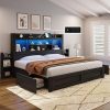 King Size Upholstered Bed Frame with Adjustable Headboard and Wood Slats 4