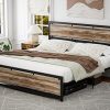 Queen Size Floating Platform Bed Frame with LED Headboard and USB Ports 4