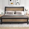 Baxton Studio Twin King Bed Frames in Walnut Finish 3