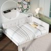 Full Size Floating Bed Frame Wood Low Profile Platform Bed Walnut 3