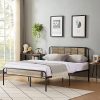 VECELO Full Size Platform Bed Frame with Wood Headboard in Grey Slate