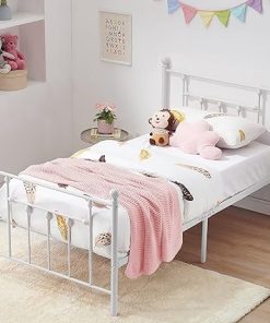 VECELO Twin Metal Platform Bed Frame with Headboard and Storage