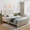 Yaheetech Queen Bed Frame Upholstered with Adjustable Headboard Beige 3