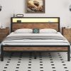 Allewie Queen Bed Frame with 4 Storage Drawers and Wingback Headboard 4