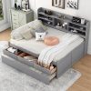 Queen Canopy Bed Frame Wood 4-Poster Platform Bed No Box Spring 4