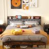 Beige King Bed Frame with Headboard Upholstered in Boucle Modern Style 4