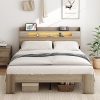 Modern Twin Bed Frame with Storage Drawer Charging Station LED Light 3
