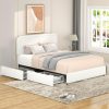 Queen Size Upholstered Platform Bed Frame with Headboard in Gray 3