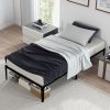 Queen Bed Frame with Charging Station LED Lights and Storage in Mahogany 3