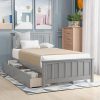 Wooden Twin Platform Bed Frame with Headboard Footboard in Espresso 4
