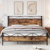 Novilla Twin Bed Frame with Headboard and Storage Easy Assembly Black 3