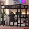 Full Size IRONCK Bed Frame with Bookcase Headboard and Charging Station 3