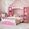 Twin Over Twin Metal Bunk Bed with Guardrail for Kids and Teens 3
