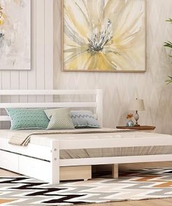 Merax Solid Wood Bed Frame with Headboard Easy Assembly for Kids