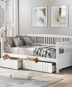 Harper Bright Twin Daybed Frame with Storage Drawers No Box Spring