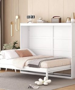 Modern Full Size Murphy Bed Frame for Home Office or Guest Room