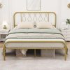 Full Size Corduroy Upholstered Bed Frame with Adjustable Headboard 4