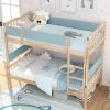 Low House Shaped Twin Over Twin Bunk Bed for Kids with Ladder and Roof 3