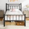Twin Metal Bed Frame with Headboard Vintage Victorian Style Steel Slats