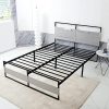 MLILY Twin Metal Platform Bed Frame with Under Bed Storage, Grey