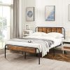 VECELO Queen Bed Frame Metal Platform Wooden Headboard No Box Spring