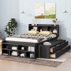 Linique Full Bed Frame with Bookcase Headboard and Under Bed Storage
