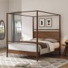 Twin Size Floating Bed Frame Modern Low Profile Easy Assembly Walnut 4