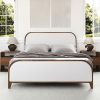 Adeline Queen Bed Frame with Arch Headboard and Solid Wood Walnut Finish