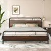 Twin Size Metal Bed Frame with LED Lights and Adjustable Headboard 3