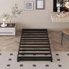 Queen Bed Frame with Bookcase Headboard and LED Lights Greige 3