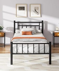 Twin Metal Bed Frame with Headboard and Under Bed Storage Solution
