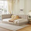Classic Full Size Velvet Upholstered Daybed Sofa Bed Frame Beige