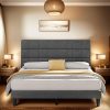 NACHTIMOOR Black Queen Platform Bed Frame with Headboard No Box Spring 3