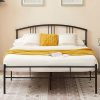 Full Size Upholstered Platform Bed Frame with Headboard in Gray 3