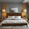 Wooden Twin Size Bed Frame with Headboard and Charging Station 4 Wooden Twin Size Bed Frame with Headboard and Charging Station 4