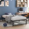 Modern Velvet Twin Bed Frame with Adjustable Headboard Dark Gray 3