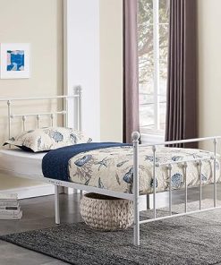 VECELO Twin Size Metal Bed Frame – Platform Mattress Foundation White
