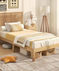 Giantex Twin Rattan Bed Frame with Headboard and Underbed Storage