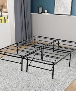 Foldable Full Size Metal Bed Frame with Support Up to 1000lbs
