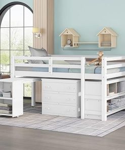 Clarity Full Loft Bed with Desk and Storage for Kids and Teens