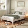 Queen Size Boucle Upholstered Bed Frame with Headboard Easy Assembly
