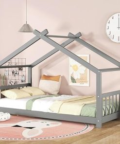 Montessori Twin Size Floor Bed Frame with Headboard and Footboard 2