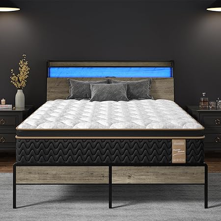 Queen Mattress with Bed Frame and 12 Inch Deluxe Hybrid Mattress 2 Queen Mattress with Bed Frame and 12 Inch Deluxe Hybrid Mattress - Image 2