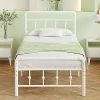 Mid-Century Modern Solid Wood King Bed Frame with Headboard Walnut 4