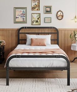 ZIYOO Twin XL Metal Bed Frame with Headboard and Storage Easy Assembly 2