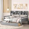 Full Size Loft Bed with U-Shaped Desk and Storage in Antique Brown 4