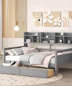 Merax Full Size Wood Daybed with Drawers and Shelves for Kids Adults Merax Full Size Wood Daybed with Drawers and Shelves for Kids Adults
